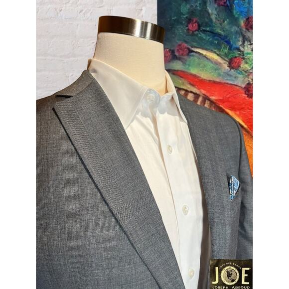 NWOT Joseph Abboud 42L Gray Muted Cobalt Blue Plaid Blazer Sport Coat Jacket - Picture 5 of 15